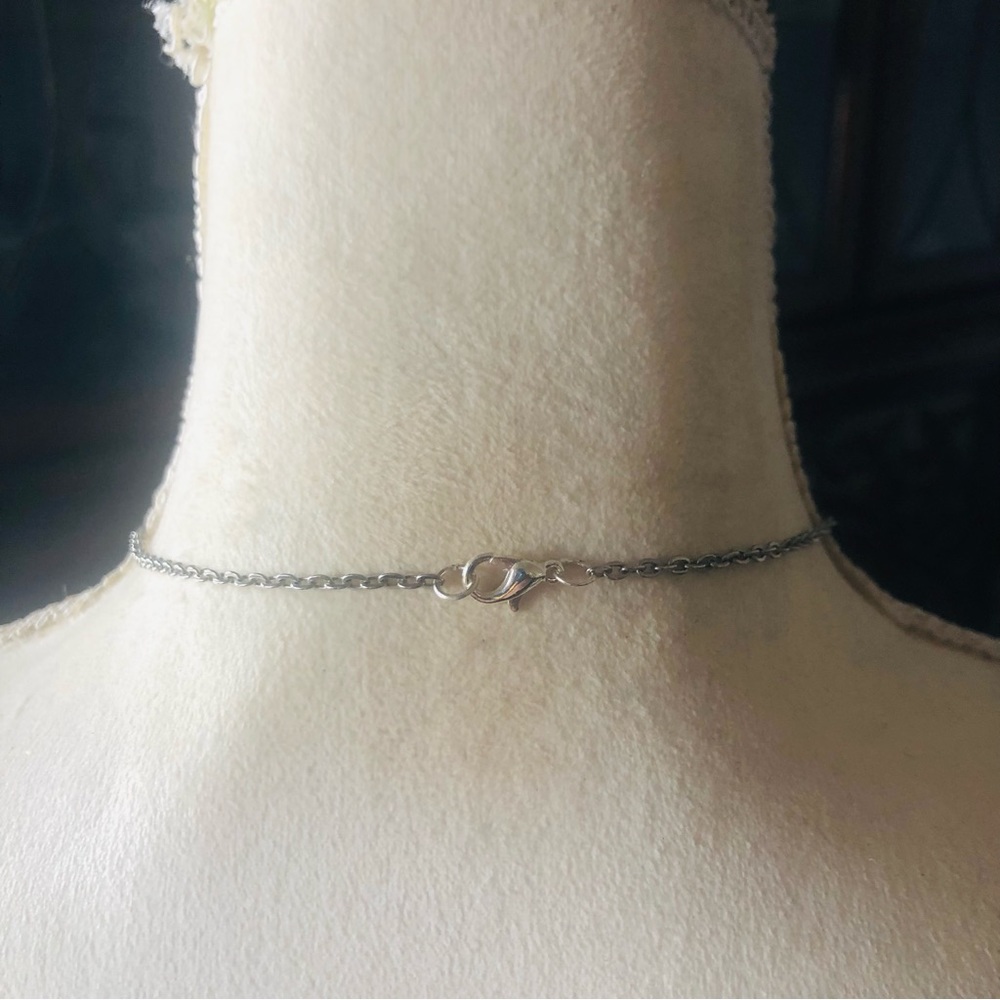 Blue stone cross pendant on chain necklace - Picture 7 of 9